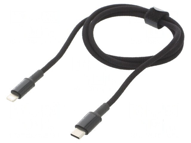 Cablu USB 2.0 Apple Lightning și USB C 1m 20W negru