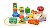 Joc de snuruit din lemn- Mijloace de transport, Wooden Toys