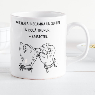 Cană personalizată &amp;quot;Prietenia&amp;quot; Portocaliu interior foto