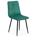 Scaun living din catifea si picioare negre Moderno verde