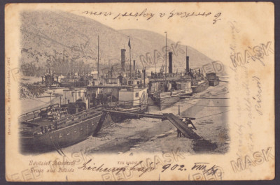 4998 - BAZIAS, Caras-Severin, Danube, Ships, Litho - old postcard - used - 1902 foto