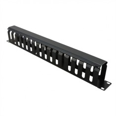 Front Panel 19&quot; 1U cu organizator pentru cabluri 40x60mm RAL7035 Negru, Value 26.99.0305