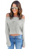 BL866-18 Bluza scurta din tricot fin, cu umerii goi