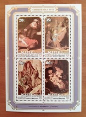 NIUE-1981-&amp;#039;&amp;#039;PICTURI- CELEBRE-RELIGIE&amp;#039;&amp;#039;CRACIUN-81-MADONA cu Pruncul&amp;#039;&amp;#039;--BLOC de 4v.-VAL MARE--MNH NESTAMP. -Calitate EXTRA foto