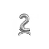 Balon folie stativ sub forma de cifra, argintiu 74 cm-Tip Cifra 2