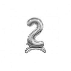 Balon folie stativ sub forma de cifra, argintiu 74 cm-Tip Cifra 2