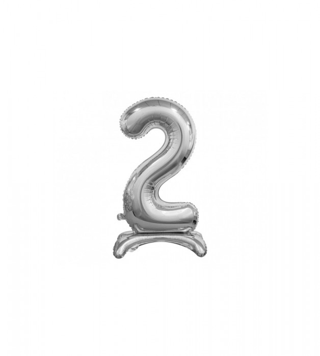 Balon folie stativ sub forma de cifra, argintiu 74 cm-Tip Cifra 2