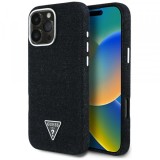 Husa MagSafe pentru Apple iPhone 16 Pro Max, Guess, Denim Triangle Logo, Neagra