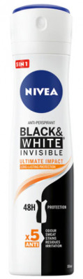 Deodorant spray Nivea Black &amp;amp; White Invisible Ultimate Impact, feminin, 150 ml foto