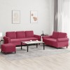 VidaXL Set canapea cu perne, 3 piese, roșu vin, catifea 3202264