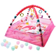 Tarc de joaca pentru bebelusi, 76x76x50 cm, roz &ndash; cu jucarii, mingi si arcade interactive Household NewTrend