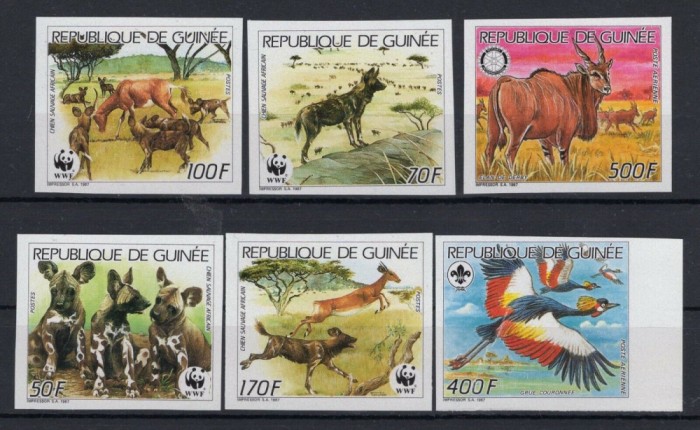 GUINEA 1987 WWF FAUNA ANIMALE SALBATICE PROTEJATE NEDANTELAT