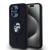 Husa MagSafe pentru Apple iPhone 15 Pro, Karl Lagerfeld, Silicone Karl &amp; Choupette, Neagra