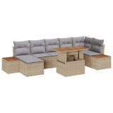 VidaXL Set de canapele de grădină din 8 piese cu perne, bej, ratan poli