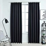 Gossi draperii opace cu carlige, 2 buc., antracit, 140 x 245 cm