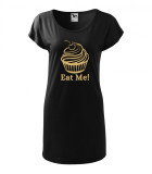 Tricou rochie Malfini bumbac print &quot;Eat Me!&quot; marimi S, M, L, XL, Negru, Imprimeu grafic