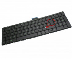 Tastatura laptop HP Pavilion 15-AU043CA neagra UK fara rama cu iluminare verde foto
