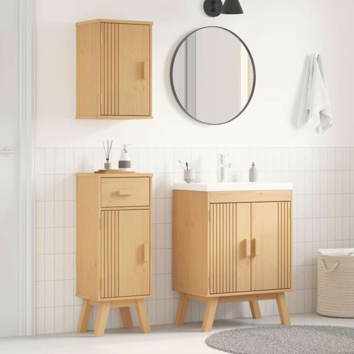 vidaXL Set de Mobilier pentru Baie 3 pcs Maro 114 x 43 x 73.5 cm 3334189
