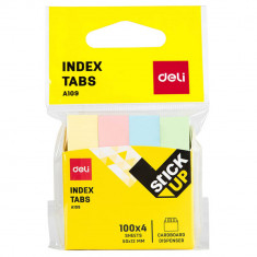 Index Adeziv Hartie, Deli Stick Up, 12x50 mm, Culori Pastel, 400 File, Index Hartie cu Adeziv, Evidentiatoare pentru Carti si Caiete, Sticky Indexuri,