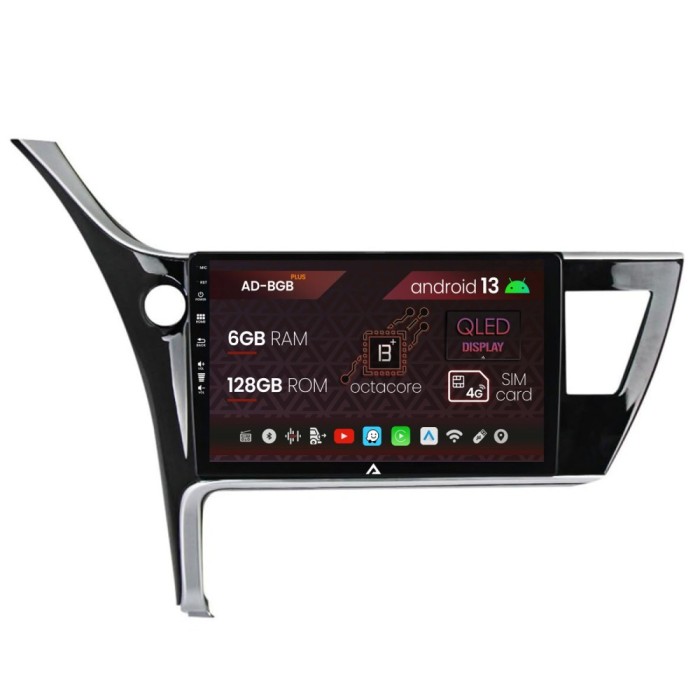 Navigatie Toyota Corolla Auris (2017-2020), Android 13, B-Octacore 6GB RAM + 128GB ROM, 10.1 Inch - AD-BGB10006+AD-BGRKIT079