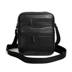 Borseta barbateasca de umar,neagra, din piele naturala 19/16 cm, Magrot 25059