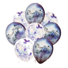 Set 8 baloane cu confetti, culoare Albastru, 30 cm si Rola rafie color, 10 m, Ropet