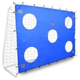 Cumpara ieftin Poarta de fotbal cu 5 tinte pentru antrenament, 240x150x90 cm, profil 32 mm, otel, alb/albastru