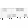 Dulapuri, 3 buc, alb extralucios, 60x35x70 cm, lemn prelucrat
