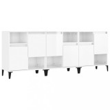 Dulapuri, 3 buc, alb extralucios, 60x35x70 cm, lemn prelucrat