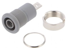 Soclu Banană 4mm Gri Nichelat 24A 1kV