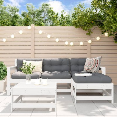 Gossi set mobilier relaxare de gradina 5 piese alb lemn masiv de pin foto