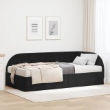 vidaXL Cadru de pat colțar cu saltea cu headboard 2 pcs Negru Catifea 3394189