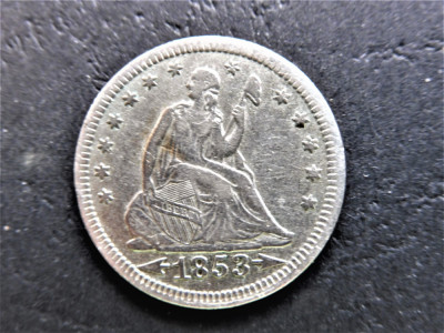 Statele Unite ale Americii, SUA (USA) 25 cents 1853 SEATED LIBERTY (Argint) (31) foto