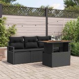 VidaXL Set de canapea de grădină cu 5 piese și perne, din rattan poliester negru