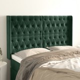 vidaXL Tăblie pat cu aripioare verde &icirc;nchis 147x16x118/128 cm catifea