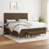 vidaXL Pat box spring cu saltea, maro &icirc;nchis, 160x200 cm, textil