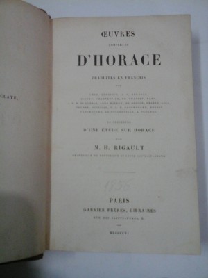 OEUVRES COMPLETES D˙HORACE - M. H. RIGAULT foto