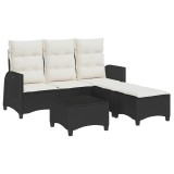 Cumpara ieftin Set canapea gradina 3 piese cu perne forma L polirattan negru