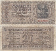 1942 (10 III), 20 Karbowanez (P-53) - Ucraina foto