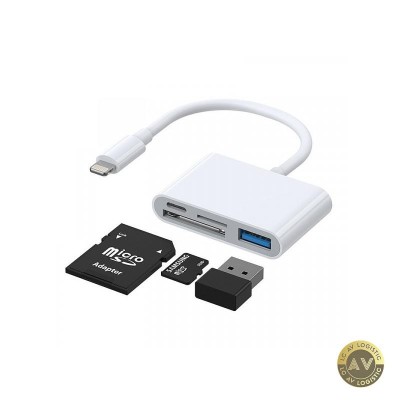 Adaptor OTG Lightning - USB-A / SD / microSD Joyroom S-H142 Alb foto
