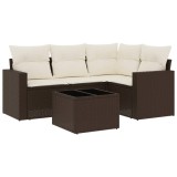 Cumpara ieftin Set canapele de gradina cu perne, 5 piese, maro, poliratan