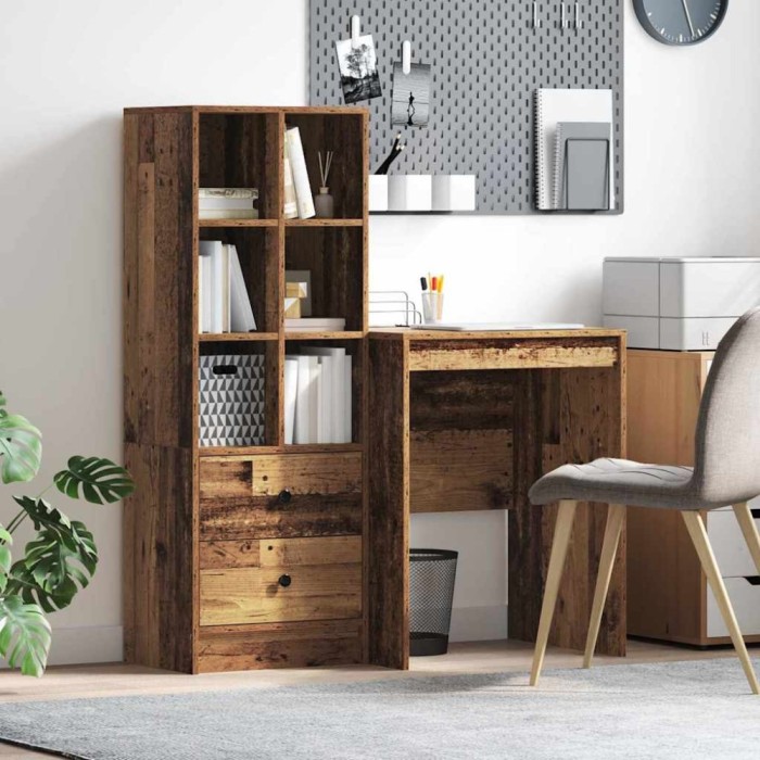 vidaXL Birou cu spațiu de depozitare 2 pcs Lemn Vechi 60 x 50 x 76 cm 3337343