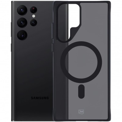 Husa MagSafe pentru Samsung Galaxy S22 Ultra 5G S908, 3MK, Smoke MagCase, Neagra foto