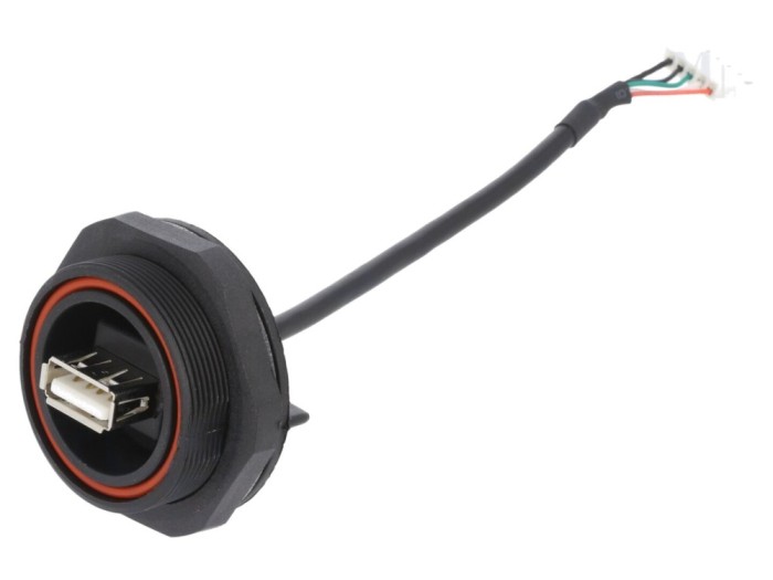 Conector USB A soclu IP68, 4 pini