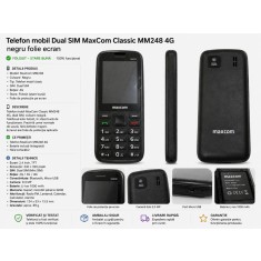 Telefon mobil Dual SIM MaxCom Classic MM248 4G negru folie ecran