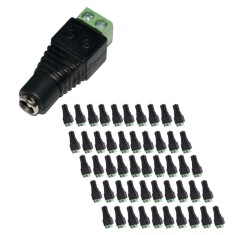 Set 50 conectori alimentare CCTV mama 2.1 5.5 mm cu prindere surub, adaptor alimentare camere supraveghere compatibil cablu alimentare sau UTP