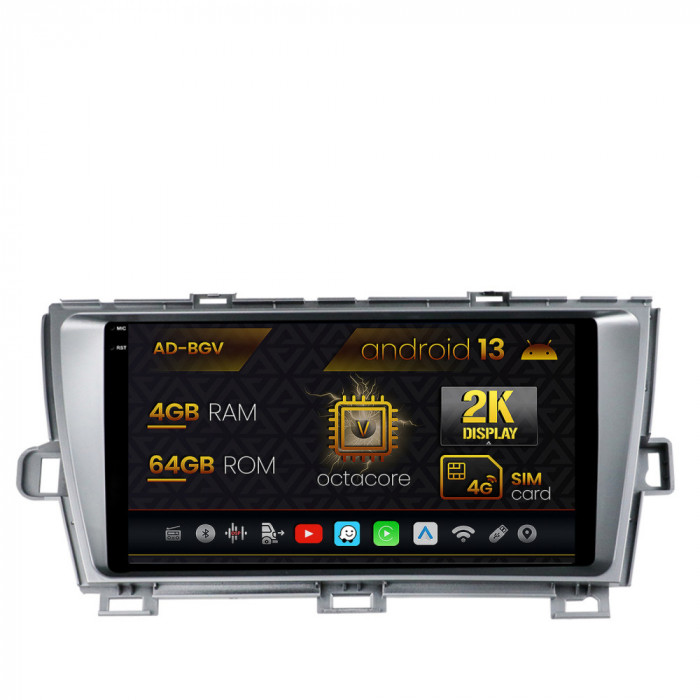 Navigatie Toyota Prius (2009-2014), Android 13, V-Octacore 4GB RAM + 64GB ROM, 9.5 Inch - AD-BGV9004+AD-BGRKIT089