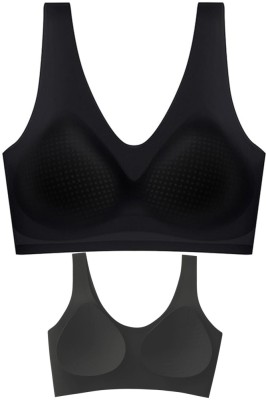 Sutien invizibil fără cusaturi, Linovit&amp;reg;, cu cupe fine, material respirabil si antibacterian, uscare rapida, Negru - Black, M foto
