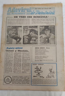 ADEVĂRUL DE DUMINICĂ (4 februarie 1990) Anul I nr. 5 foto