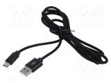Cablu USB 2.0 GEMBIRD USB A la USB C aurit 1,8m negru